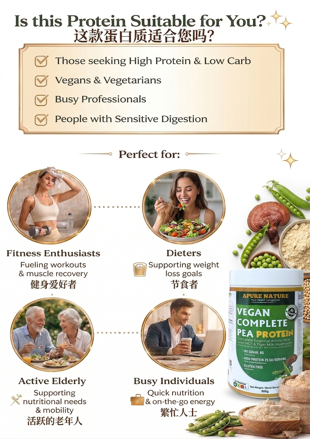 APURE NATURE Vegan Organic Pea Protein 800g - Image 9